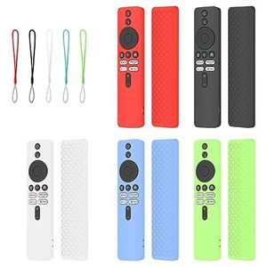 TV Remote Beschermhoes Siliconen Mouw voor Xiaomi Mi TV Box S (2e generatie), Schokbestendige beschermer Shell Anti-Slip Skin Cover voor Mi TV Stick Afstandsbediening met Lanyard (Luminous Green)