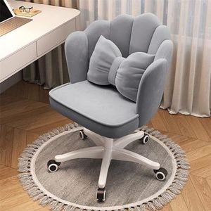 Vanity Chair for make-upkamer, comfortabele bloemblaadjesstoel uit het midden van de eeuw moderne ijdelheid geschulpte stoel, retro vrijetijdsaccent eetkamerstoel (Color : Grey, Size : Spinning Legs