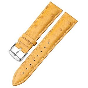 Struisvogelpatroon lederen riem 12 13 14 15 16 17 18 19 20 21 22 24 mm roodgroene armband compatibel met tissot Dw Mido CK Watch Chain (Color : Beige, Size : 15mm)