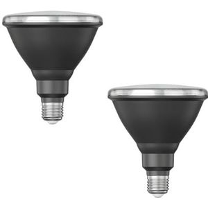 ledscom.de 2 x E27 LED lamp, PAR38 korte hals, wit (4200 K), 16,1 W, 1379lm, 45°, reflector spiegel (zilver)