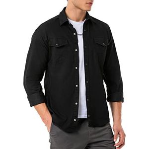 Redbridge Premium denim hemd jeanshemd katoen casual, zwart, L