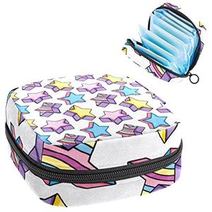 Periode Pouch Draagbare Tampon Opbergtas,Tampon Houder voor Portemonnee Vrouwelijke Product Organizer,Star Art Achtergrond, Meerkleurig, 4.7x6.6x6.6 in/12x17x17 cm