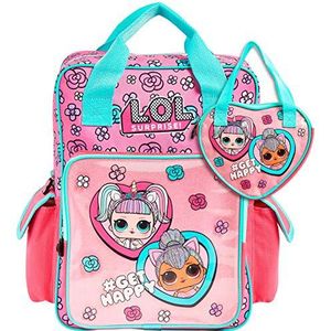 L.O.L. Surprise! Schooltas en Hartvormige Handtas voor Meiden, Roze Rugzak met Lol Dolls Unicorn en Kitty Queen, Cute Meisje Schooltassen, Meisjes Cadeaus