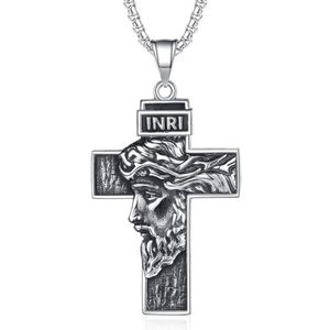 Jezus kruisbeeld kruisketting for mannen, Keltische Bijbel Gebedskruis RVS Hanger, Viking Rune Religieuze Christelijke Sieraden Geschenken