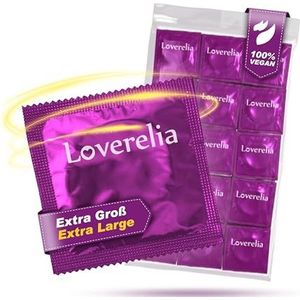 Loverelia condooms ""Extra Large"" - meer ruimte en comfort - Ø 56mm - perfecte pasvorm en gemakkelijk afrolbaar - natuurlijk rubberlatex - vegan - voelt echt aan - verpakking van 200 (4 x 50 stuks)