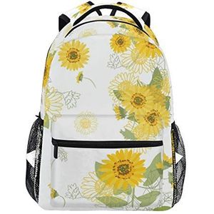 Jeansame Rugzak School Tas Laptop Reizen Tassen Elegante Geel Zonnebloemen Bloemen