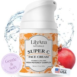 LilyAna Naturals Super C Face Cream - rimpelcrème voor gezicht - vitamine C gezichtscrème voor vrouwen en mannen - vitamine C & Tea Tree Complex - 400 ml