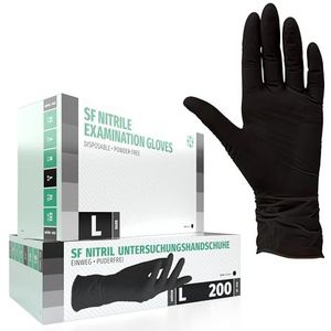 Nitrilhandschoenen 200 stuks doos (L, zwart) Wegwerphandschoenen, wegwerphandschoenen, onderzoekshandschoenen, nitrilhandschoenen, poedervrij, zonder latex, niet-steriel, latexvrij, black, disposible