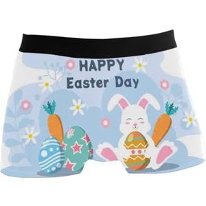 GISPOG Happy Easter Day Heren Boxers Slips Man Ondersteuning Ondergoed Stretch Low Rise Boxer Korte Trunks, 1 kleur, M