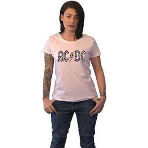 AC/DC T Shirt Mono Leopard Print Band Logo nieuw Officieel Vrouwen Skinny Fit S