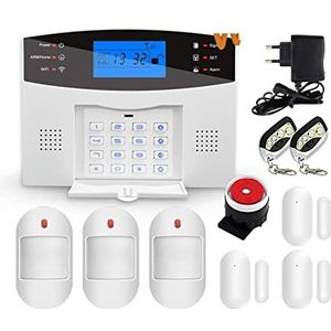 Huisbeveiligingssysteem Tuya Smart Home Alarmsysteem GSM Beveiliging Inbraakalarm 433MHz Draadloze Deur Raam Rookmelder Solar Sirene Kit Verbeter uw bescherming (Color : C, Size : Russian)