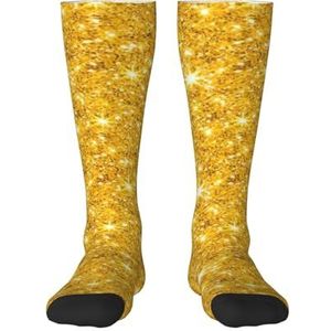 YsoLda Kousen Compressie Sokken Unisex Knie Hoge Sokken Sport Sokken 55CM Voor Reizen, Goud Glitter, zoals afgebeeld, 22 Plus Tall