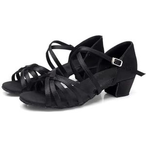 CSSHNL Latijnse dansschoenen voor dames en meisjes, latin dansschoenen, ballroom salsa dansschoenen, lage hakken, kinderen, tango, salsa, sandalen, dansschoenen voor dames en vrouwen, Goud, 37 EU