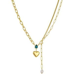 316L roestvrij staal hart hanger ketting voor vrouwen meisje nieuwe trend blauwe kristal parel choker ketting sieraden cadeau partij