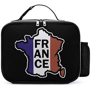 Frankrijk Franse Vlag Afneembare Maaltijd Pack Herbruikbare Lederen Lunch Box Container Draagbare Lunch Bag