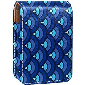 Blauwe vis schaal zeemeermin patroon lipgloss houder lippenstift case draagbare make-up tas reizen lippenstift organizer case met spiegel mini lippenstift opbergdoos voor vrouwen