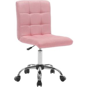 eSituro Bureaustoel, ergonomisch, in hoogte verstelbaar, draaistoel met wieltjes, bureaudraaistoel, voor werkkamer, slaapkamer, ademende stof, roze SOFC0214