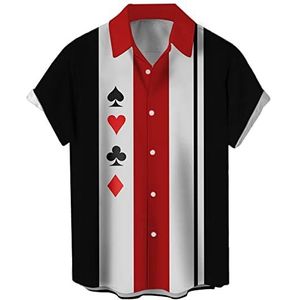 Vintage bowlingshirts voor heren, korte mouwen, knoopjes, 1950, casual, contrastkleuren, zomer, Cubaanse shirts, L