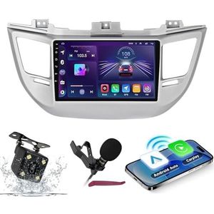 Android 14 Autoradio Navi voor H-yundai Tucson 2014-2018 9 ""Screenradio met draadloze carplay Android Auto GPS Navigatieondersteuning Bluetooth 5.0 HIFI FM 5G-WiFi SWC MIC-camera,M100s