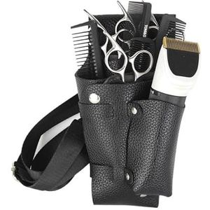Kapperstas gereedschapstas salon haar schaar tas PU schaarclip tassen gereedschap kapperholster tas houder geval riem (bruin)