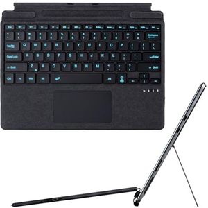 HEKUEUN Type Cover Voor Microsoft Surface Pro 11 / Pro 10 / Pro 9 / Pro 8 / Pro X, 7-Kleuren Verlicht Bluetooth-Touchpadtoetsenbord, Draagbaar Ultradun Afneembaar Toetsenbord,zwart