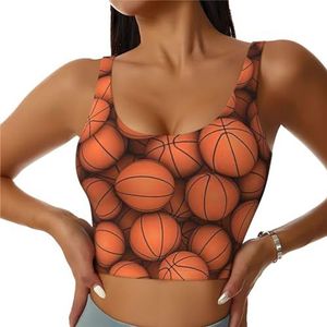 Basketbal Oranje Print Comfortabele Vrouwen Sport Vest Yoga Workout Vest Voor Vrouwen Lichtgewicht Zomer, Zwart, S