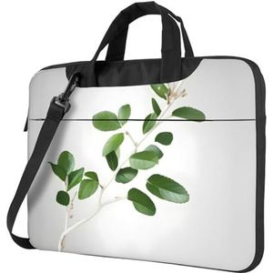 Een paarse pruimenvlinder ultradunne laptoptas, laptoptassen voor bedrijven, geniet van een probleemloze en stijlvolle reis, Wit natuurlijk groen Twig, 15.6 inch