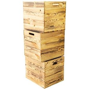 Kistenkolli Altes Land Set van 3 houten kisten, opbergkisten, ladebox, geschikt voor alle Kallax-rekken en Expidit planken, wijnkist, fruitkist, rekkist, afmetingen 33 x 37,5 x 32,5 cm boxen