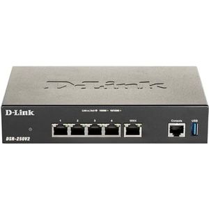 D-Link DSR-250V2/B bedrade router Fast Ethernet, Gigabit Ethernet Zwart