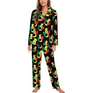 Senegal Voetbal Lange Mouwen Pyjama Sets voor Vrouwen Klassieke Nachtkleding Nachtkleding Zachte Pjs Lounge Sets