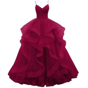 BRIGOW Glitter Tule Galajurken voor Vrouwen Spaghetti Band Gelaagde Baljurk Ruche Formele Avondjurk BY033, Woestijnroos, 32