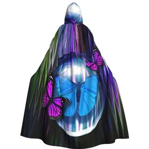 Womens Mens volledige lengte carnaval cape met capuchon cosplay kostuums mantel, 190 cm mooie vlinder 1
