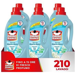 Omino Bianco - Vloeibaar wasmiddel, 210 wasbeurten, respecteert kleuren en stoffen, frisse geur met witte muskusessence, 1400 ml x 6 verpakkingen