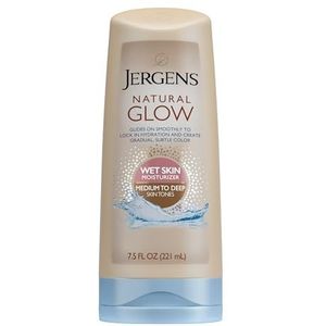 Jergens Natural Glow In-shower Moisturizer, Medium tot Tan Skin Tone, 8 oz natte huid lotion, vergrendelt hydratatie met geleidelijke, vlekkeloze kleur