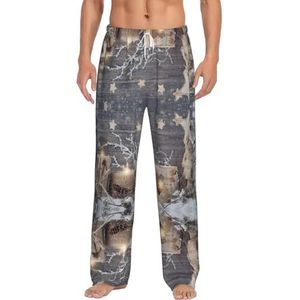 Kaars Winter Sneeuw Spar Boom Bladeren Mannen Lange Lounge Wear Broek Nachtkleding Pyjama Bottoms Nachtkleding Met Zakken En Trekkoord, Wit, S