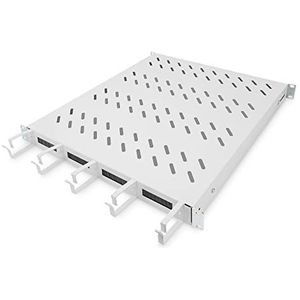 DIGITUS Legbord voor vaste installatie - 19 inch - 1U - Voor netwerk- en serverkasten - Vanaf 800 mm kastdiepte - Met geïntegreerde kabelgeleiding - Grijs