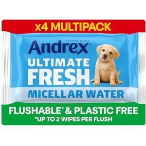 Andrex Classic Clean Washlets Voist Toilet Tissue Quad, Pack van 4, 160 doekjes