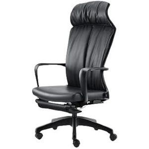 Ergonomische lederen stoel Thuis sedentaire rugleuning 150 ° fauteuil Comfortabele hoofdsteun Lendensteun Bureaustoel eenvoudig
