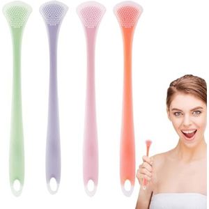 Tongborstel - Helpt bij het bestrijden van slechte adem Je tong reinigen Frissere tonghulpmiddelen,Zachte siliconenreiniger helpt slechte adem te bestrijden, veilige 4-delige tonggereedschappen Bexdug