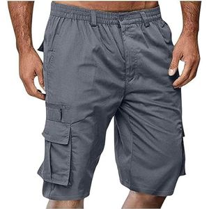 Mens Elastic Waist Cargo Shorts Zipper Relaxed Stretch Lightweight Summer Outdoor Multi Pocket Casual Short Pants (3XL,02)