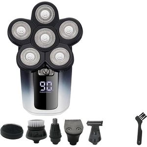 Elektrisch scheerapparaat， 6-in-1 oplaadbare elektrische scheerapparaat, 6 zwevende koppen, elektrisch scheerapparaat met scheermesjes, verzorgingsset for mannen