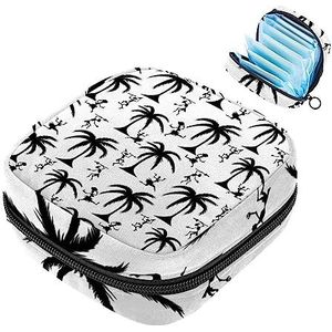 MUOOUM Palmboom Schedel Maandverband Opbergtas Draagbare Menstruatie Tas Voor Vrouwen Tiener Meisjes Menstruatie Cup Pouch Nursing Pad Houder