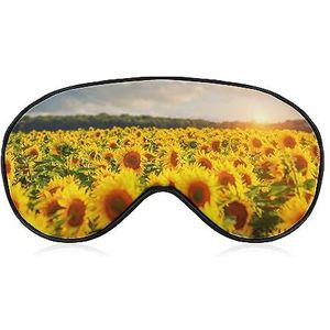 Gele Zonnebloemen Bloemblaadjes Veld Zonsondergang Slaap Oogmasker voor Mannen Vrouwen Tieners Kinderen, Nachtslaap Oogschaduw Cover Comfort voor Reizen Yoga Nap