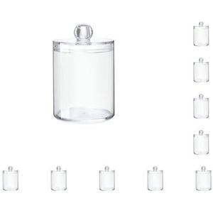 Katoenen wattenstaafje ronde container met deksel opbergdoos multifunctionele organizer cosmetica dispenser houder badkamer toilet slaapkamer, Set van 10 (veelkleurig), 7x11cm, als beschrijving