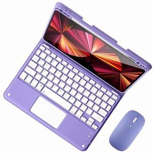 GUPENAA Toetsenbordhoes voor iPad 9e/8e/7e generatie 10.2""/Pro 10.5""/Air 3 2019 met Trackpad, Ingebouwde Potloodhouder, Magnetisch Afneembaar Draadloos Bluetooth-Toetsenbord met Muis,Purper
