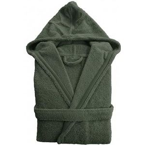 BOSKIMO Unisex badjas met capuchon, 100% katoen, Oeko-Tex, badjas voor dames en heren, Amerikaanse badstof 420 g/m², zacht en zeer absorberend, kaki-groen, XL