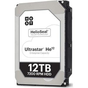 HGST Ultrastar He12 | HUH721212ALE601 | 0F27454 | 12 TB 7200 RPM 256 MB Cache SATA 6.0 Gb/s 3,5 inch | 512E | BitLocker-schijfcodering | Power Disable-functie | Helium Platform Enterprise harde
