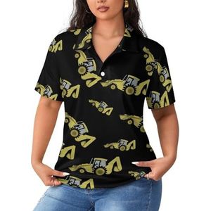 Bouw graaflaadcombinaties graafmachine dames poloshirts met korte mouwen casual T-shirts met kraag golfshirts sport blouses tops S