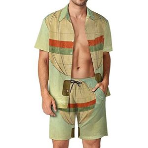 Vintage ballon Hawaiiaanse bijpassende set 2-delige outfits button down shirts en shorts voor strandvakantie
