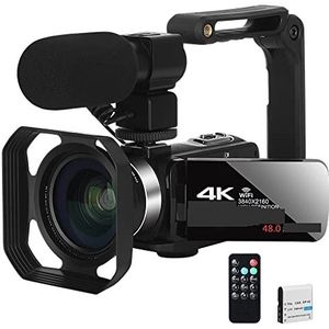 Videocamera Vlogcamera Recorder 4K UHD Digitale Video Camera for Vlog 18X Camcorder Live Streaming Camera Draaien LCD Touch Screen 48MP recorder(No SD Card,NA-U800-LT)